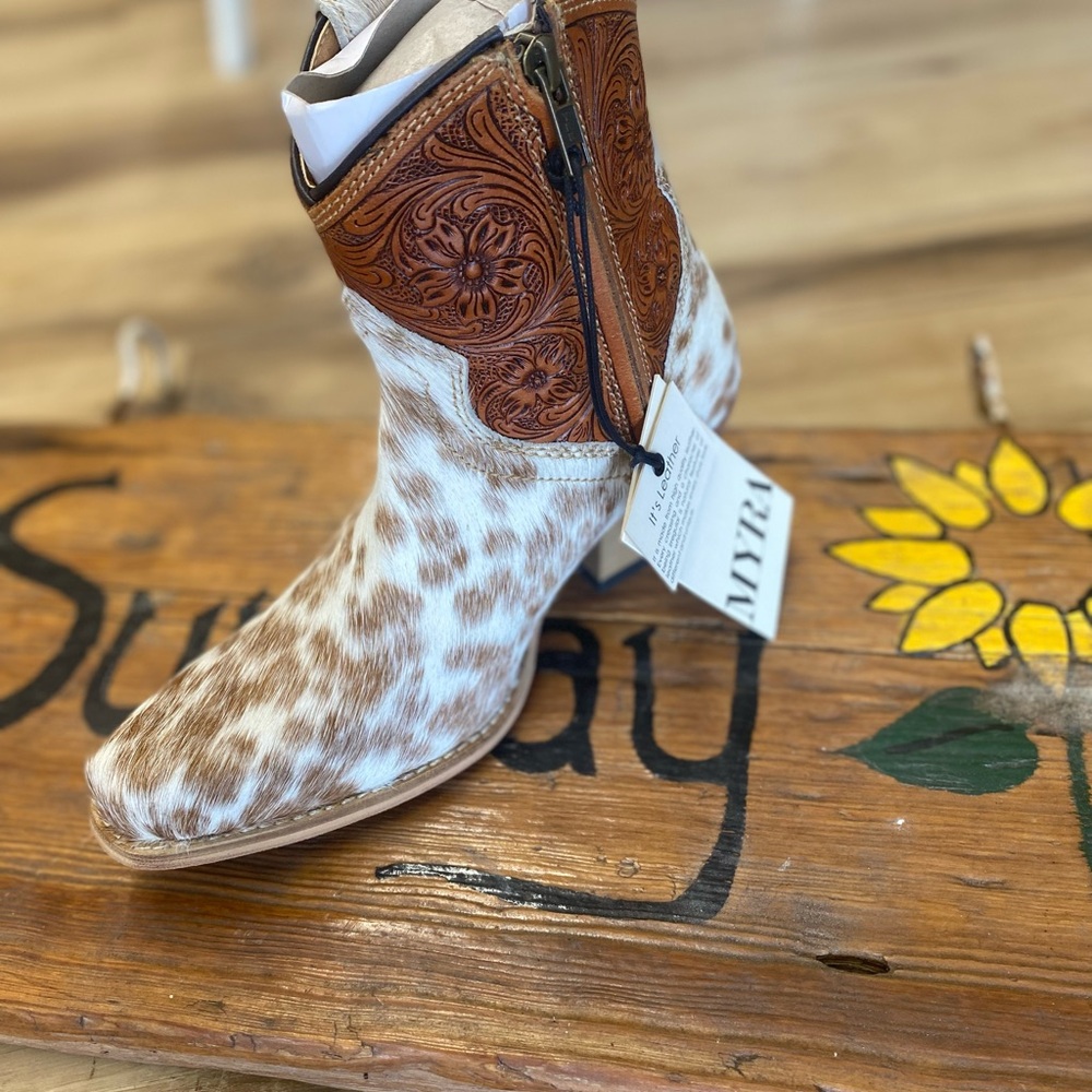 Myra Bag Brown and Cream Ankle Boots